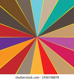 Beams, rays conflux lines. Colorful radial–radiating lines, stripes. Starburst, sunburst element