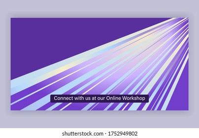 Beams, rays of smooth elegant satin purple pastel, light blue, feeling of satin fabric, luxury cloth texture, various shades, empty frame, bright spotlights, webinar info, post, online workshop sign