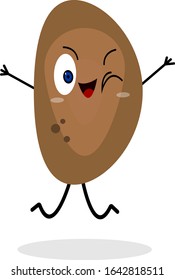 bean active cartoon character in a jumping plant on a white background blue shining eyes cute smile concept summer crop object on a white background