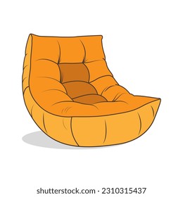 Bean bag chair vector icon, flat coloring line art minimal illustration