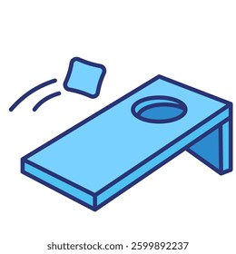 bean bag throw game outline blue