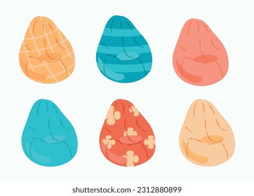 Bean bags with different color and texture options.Vector illustration.