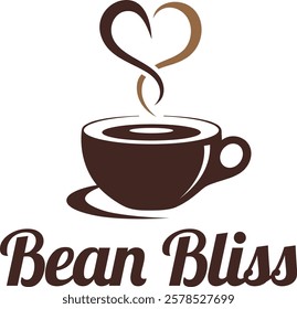 Bean Bliss Coffee design over white background, vector illustration.