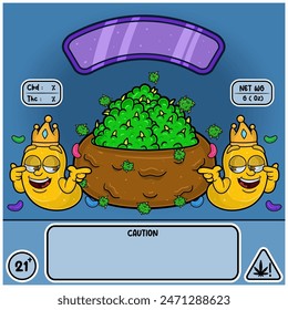 Bean Candy Strain con Weedbud en estilo de dibujos animados. Diseño de malezas para el logotipo, la etiqueta y el Producto de embalaje. Ilustración vectorial.