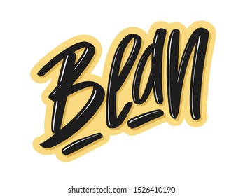 Bean cartoon lettering text. Vector illustration for print and advertising