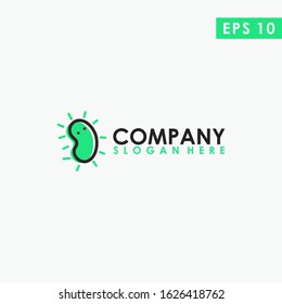 Bean Cartoon Logo Design Vector Template. Modern Design. Vector Illustration.