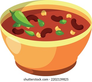 Bean Chili Soup Icon. Cartoon Spicy Mexican Food