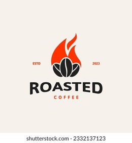 Bean Coffee with Fire Logo Design Concept Vector Illustration Symbol Icon