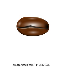 Bean coffee roasted vector icon.  Brown Seed of plant illustrator. 3D kernel on white background.  