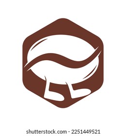 Bean Coffee Running Logo Design. Walking Coffee Logo Template.