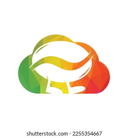 Bean Coffee Running Logo Design. Walking Coffee Logo Template.