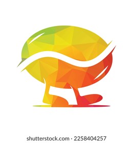 Bean Coffee Running Logo Design. Walking Coffee Logo Template.