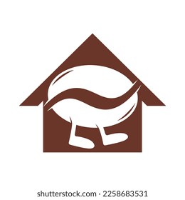Bean Coffee Running Logo Design. Walking Coffee Logo Template.