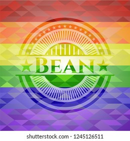 Bean emblem on mosaic background with the colors of the LGBT flag