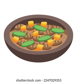 Bean food icon isometric vector. Portugal cuisine. Meal dish