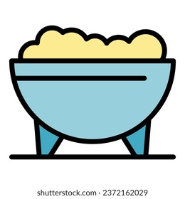 Bean food icon outline vector. Baked dish. Meat cooked color flat