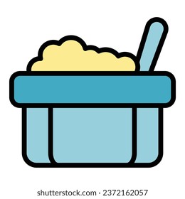 Bean food icon outline vector. Dish baked. Rice tomato color flat