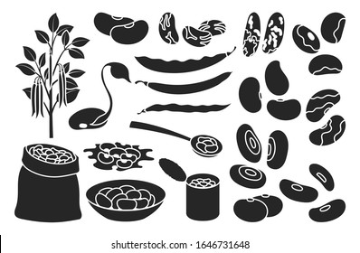 Bean der Vektorillustration von Nahrungsmitteln auf weißem Hintergrund .Isolierte schwarze Set Symbol Sojabohnen.Vektorillustration schwarze Set Symbol Bohne von Lebensmitteln.