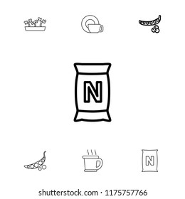 Bean icon. collection of 7 bean outline icons such as peas, bag with ground, coffee, dish. editable bean icons for web and mobile.