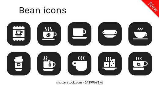 bean icon set. 10 filled bean icons.  Collection Of - Coffee, Cup, Coffee cup, Coffee shop, Tea, Tofu