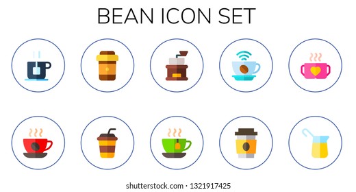 bean icon set. 10 flat bean icons.  Simple modern icons about  - tea, coffee, Cup, coffee grinder, tea cup, cup