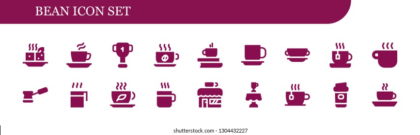 bean icon set. 18 filled bean icons.  Collection Of - Tofu, Coffee, Cup, Tea, Coffee cup, Coffee shop, Latte