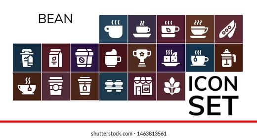bean icon set. 19 filled bean icons.  Simple modern icons about  - Coffee cup, Tea, Coffee, Coffee shop, Spinach, Beans, Cup, Tofu, French press, Pea