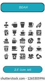  bean icon set. 25 filled bean icons. Simple modern icons about  - Latte, Coffee cup, Cup, Pea, Coffee, Tea, Coffee shop, Break, Coffee maker, Jelly beans