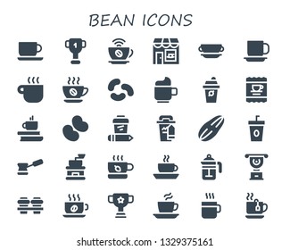 bean icon set. 30 filled bean icons.  Simple modern icons about  - Coffee cup, Cup, Coffee, Coffee shop, Jelly beans, Seed, grinder, Tea, French press