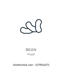 Bean icon. Thin linear bean outline icon isolated on white background from food collection. Line vector sign, symbol for web and mobile