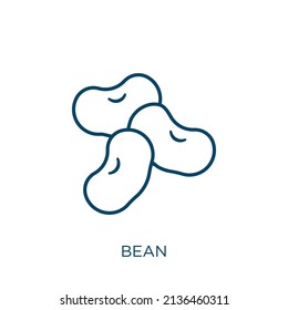 bean icon. Thin linear bean outline icon isolated on white background. Line vector bean sign, symbol for web and mobile
