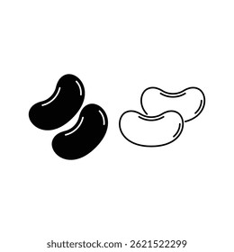 bean icon vector design concept silhouette and line style