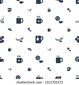 bean icons pattern seamless white background. Included editable filled coffee, tea cup, peas, dish icons. bean icons for web and mobile.
