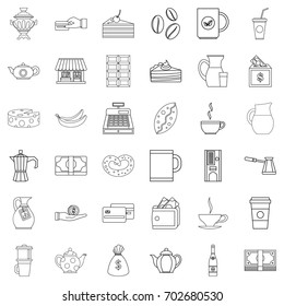 Bean icons set. Outline style of 36 bean vector icons for web isolated on white background