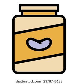 Bean jar powder icon outline vector. Soy food. Oil sauce color flat