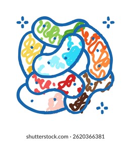 bean jelly candy gummy ícone doodle esboço vetor. bean jelly candy goma sinal. símbolo isolado ilustração
