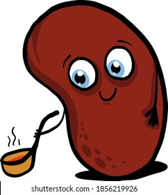Bean with a laddle, illustration, vector on white background