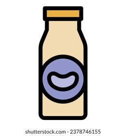 Bean milk bottle icon outline vector. Tofu milk. Pack chinese color flat
