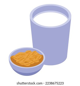Bean milk icon isometric vector. Almond plant. Food drink