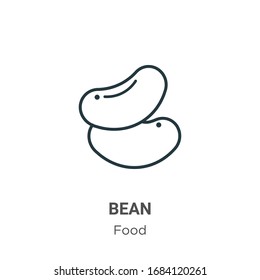 Bean outline vector icon. Thin line black bean icon, flat vector simple element illustration from editable food concept isolated stroke on white background