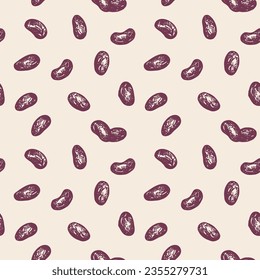 Bean plant seamless pattern vector illustration  Repeating background and beans  Harvest  healthy food  legumes  Hand drawn haricot decorative ornament for packaging design  label  print  textile