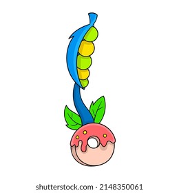bean plants grow from donut bread seeds, vector illustration art. doodle icon image kawaii.