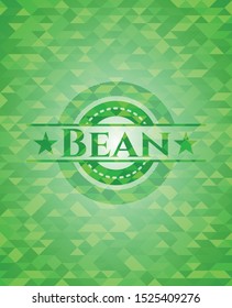 Bean realistic green emblem. Mosaic background. Vector Illustration. Detailed.