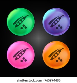 Bean seeds crystal ball design icon in green - blue - pink and orange.