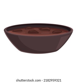 Bean soup bowl icon cartoon vector. Baked dish. Food brazilian