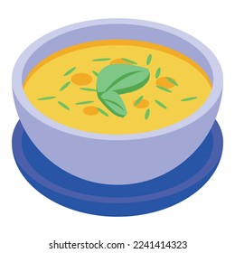 Bean soup icon isometric vector. Food pilaf. Menu dish svg