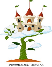 Bean sprout with castle in the clouds cartoon