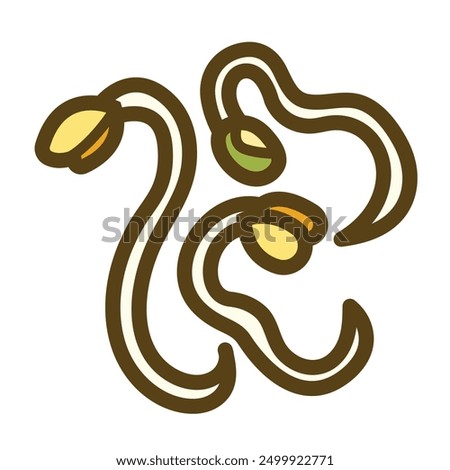 Bean sprouts vegetable colorful icon illustration isolated on square white background. Simple flat outlined cartoon art styled drawing.