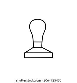 Bean tamper icon  in flat black line style, isolated on white 
