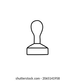 Bean tamper icon  in flat black line style, isolated on white 